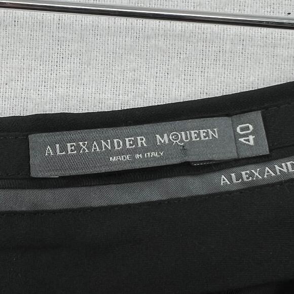 ALEXANDER MCQUEEN Pants Womens 4 Black Cropped Flare Split Hem Lace Up Calf - Picture 10 of 16